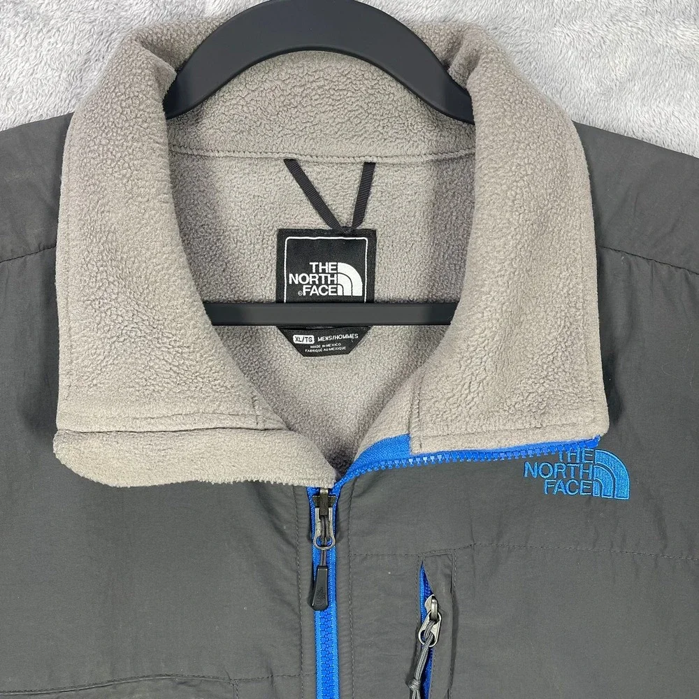 The North Face Denali Fleece Jacket Mens XL Grey Blue Full Zip AMYN T132